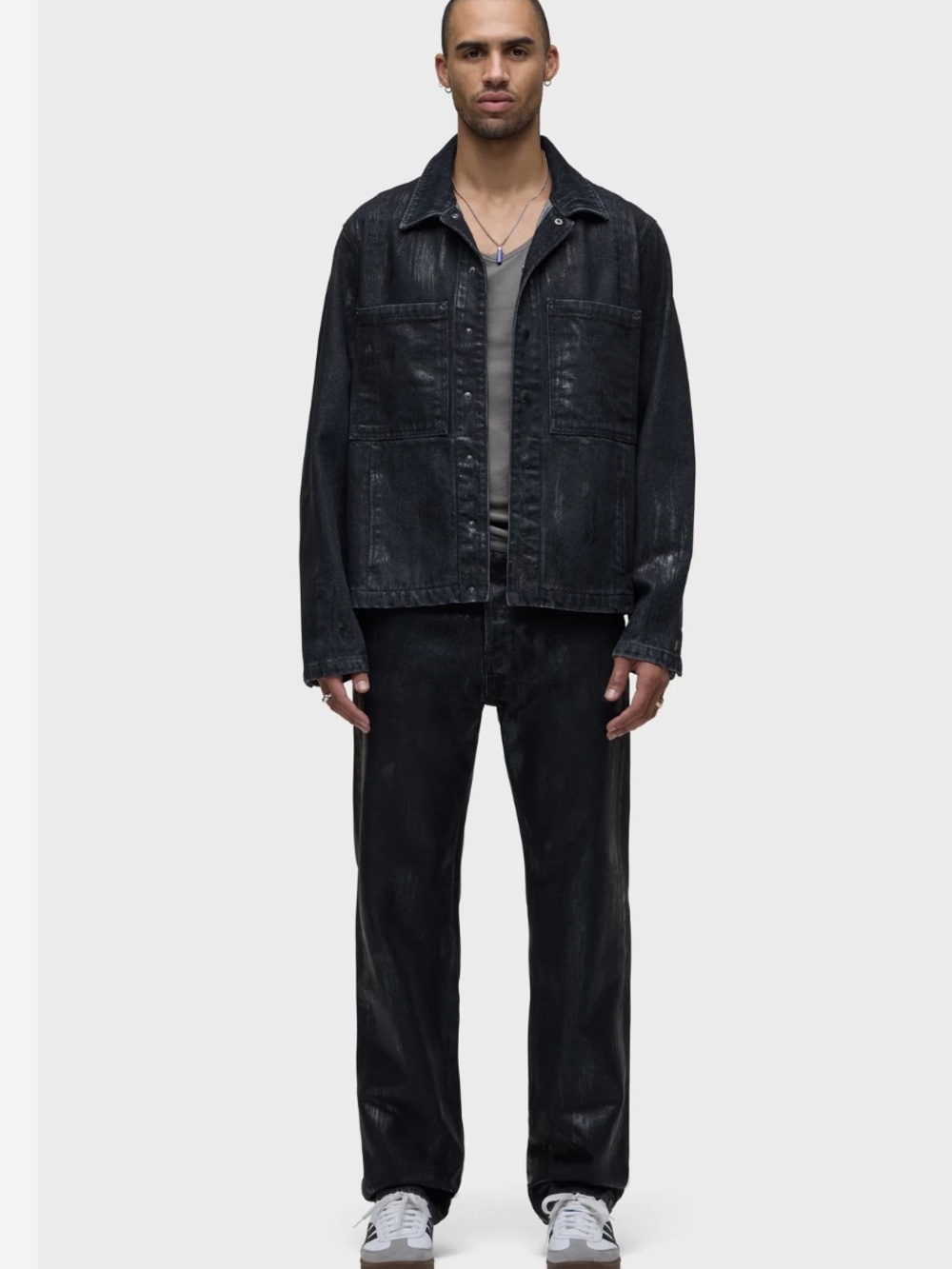 Hudson Boxy Trucker Jacket black denim jean size Small